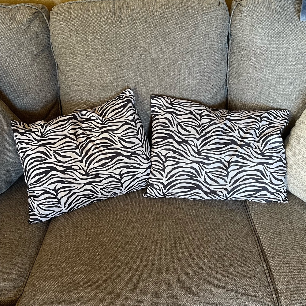 Zebra Print Decorative Pillows - Set of 2